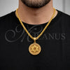 Oro Laminado Religious Pendant, Gold Filled Style Star of David Design, with White Cubic Zirconia, Polished, Golden Finish, 05.342.0237