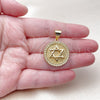 Oro Laminado Religious Pendant, Gold Filled Style Star of David Design, with White Cubic Zirconia, Polished, Golden Finish, 05.342.0237