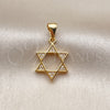 Oro Laminado Religious Pendant, Gold Filled Style Star of David Design, with White Cubic Zirconia, Polished, Golden Finish, 05.342.0236