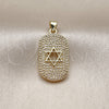 Oro Laminado Religious Pendant, Gold Filled Style Star of David Design, with White Micro Pave, Polished, Golden Finish, 05.459.0001