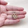 Oro Laminado Religious Pendant, Gold Filled Style Star of David Design, with Multicolor and White Cubic Zirconia, Polished, Golden Finish, 05.459.0002