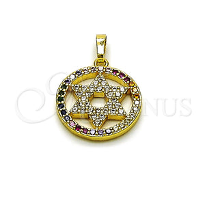Gold Filled Pendant — Religious Pendant Star of David and Judaica Design — main product view — SKU 164649 | Oro Laminado dije — Religious Pendant estrella of David and Judaica diseño — SKU 164649