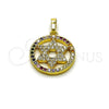 Oro Laminado Religious Pendant, Gold Filled Style Star of David Design, with Multicolor and White Cubic Zirconia, Polished, Golden Finish, 05.459.0002