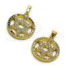 Oro Laminado Religious Pendant, Gold Filled Style Star of David Design, with Multicolor and White Cubic Zirconia, Polished, Golden Finish, 05.459.0002