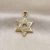 Oro Laminado Religious Pendant, Gold Filled Style Star of David Design, with White Micro Pave, Polished, Golden Finish, 05.459.0005