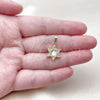 Oro Laminado Religious Pendant, Gold Filled Style Star of David Design, with White Micro Pave and Ivory Mother of Pearl, Polished, Golden Finish, 05.459.0006