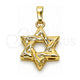 Oro Laminado Religious Pendant, Gold Filled Style Star of David and Judaica Design, Polished, Golden Finish, 05.459.0007