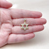 Oro Laminado Religious Pendant, Gold Filled Style Star of David Design, with White Cubic Zirconia, Polished, Golden Finish, 05.459.0008