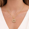 Oro Laminado Religious Pendant, Gold Filled Style Star of David Design, with White Cubic Zirconia, Polished, Golden Finish, 05.459.0009