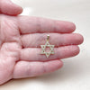 Oro Laminado Religious Pendant, Gold Filled Style Star of David Design, with White Cubic Zirconia, Polished, Golden Finish, 05.459.0009