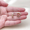 Oro Laminado Huggie Hoop, Gold Filled Style Heart Design, Polished, Tricolor, 02.196.0254.15