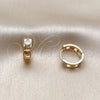 Oro Laminado Huggie Hoop, Gold Filled Style Heart Design, Polished, Tricolor, 02.196.0254.15