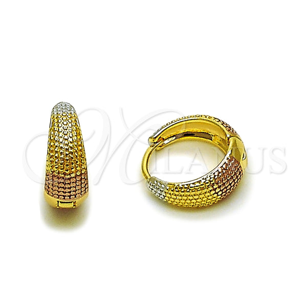 Oro Laminado Huggie Hoop, Gold Filled Style Polished, Tricolor, 02.196.0255.16