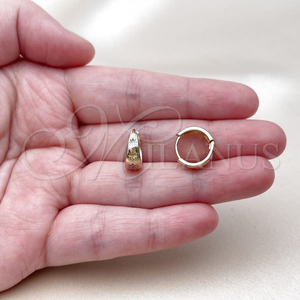 Gold Filled Hoop Earrings — Huggie Hoop Star Design Diamond Cutting Tricolor 02. — alternate product view — SKU 164663 | Oro Laminado aretes de aro — Huggie Hoop estrella diseño Diamond Cutting Tricolor 02. — SKU 164663