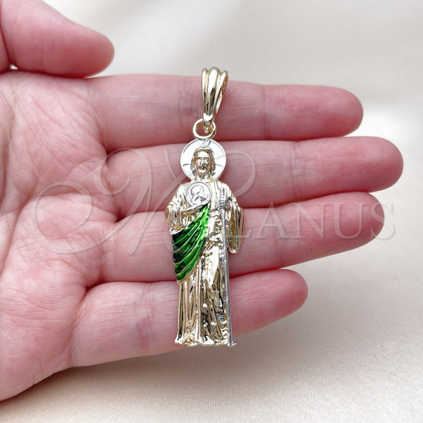 Gold Filled Pendant — Religious Pendant San Judas Design Polished Tricolor 05. — alternate product view — SKU 164664 | Oro Laminado dije — Religious Pendant San Judas diseño pulido Tricolor 05. — SKU 164664