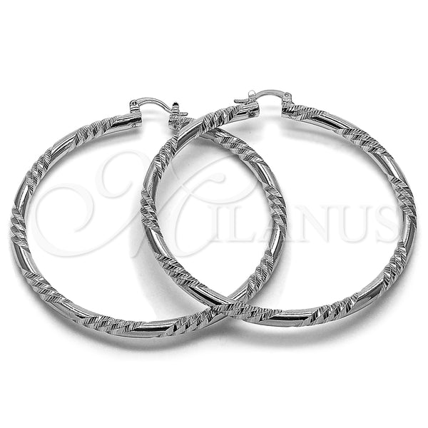 White Gold Filled Hoop Earrings — Extra Large Hoop Diamond Cutting 02. — main product view — SKU 164667 | Oro Laminado Blanco aretes de aro — Extra Large Hoop Diamond Cutting 02. — SKU 164667