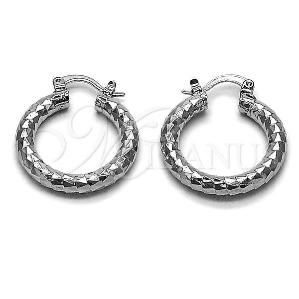 Rhodium Gold Filled Small Hoop, Diamond Cutting Finish, Rhodium Finish, 02.170.0109.2.25