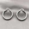 Rhodium Gold Filled Medium Hoop, Diamond Cutting Finish, Rhodium Finish, 02.170.0109.2.30