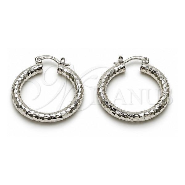 White Gold Filled Medium Hoop, Diamond Cutting Finish, Rhodium Finish, 02.170.0109.2.30