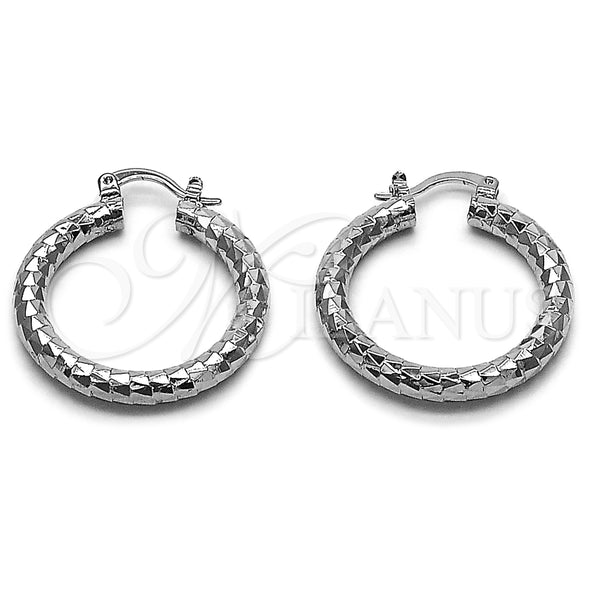 White Gold Filled Hoop Earrings — Medium Hoop Diamond Cutting 02. — alternate product view — SKU 164670 | Oro Laminado Blanco aretes de aro — Medium Hoop Diamond Cutting 02. — SKU 164670