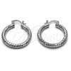 Rhodium Gold Filled Medium Hoop, Diamond Cutting Finish, Rhodium Finish, 02.170.0109.2.30