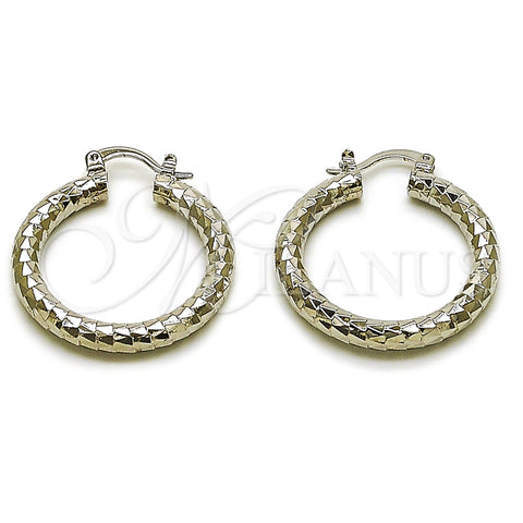 Rhodium Gold Filled Medium Hoop, Diamond Cutting Finish, Rhodium Finish, 02.170.0109.2.30