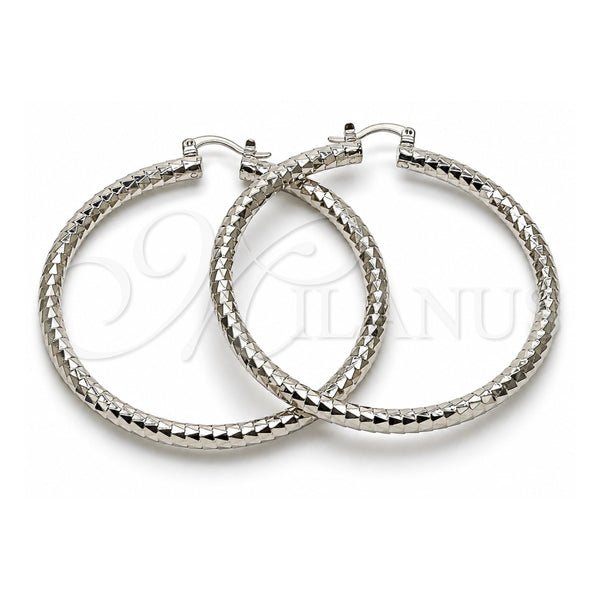 White Gold Filled Large Hoop, Diamond Cutting Finish, Rhodium Finish, 02.170.0109.2.60