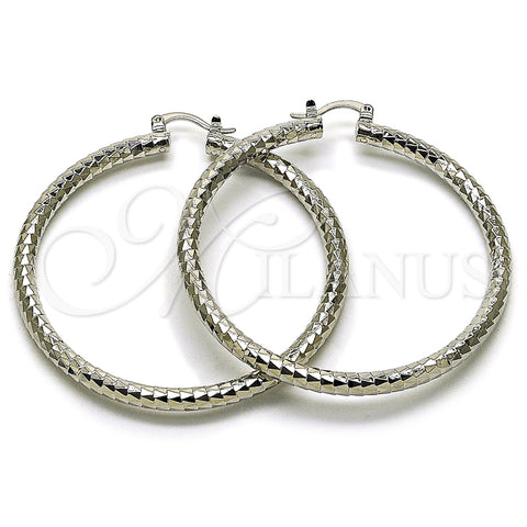 Rhodium Gold Filled Large Hoop, Diamond Cutting Finish, Rhodium Finish, 02.170.0109.2.60
