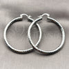 White Gold Filled Hoop Earrings — Large Hoop Diamond Cutting 02. — alternate product view — SKU 164672 | Oro Laminado Blanco aretes de aro — Large Hoop Diamond Cutting 02. — SKU 164672