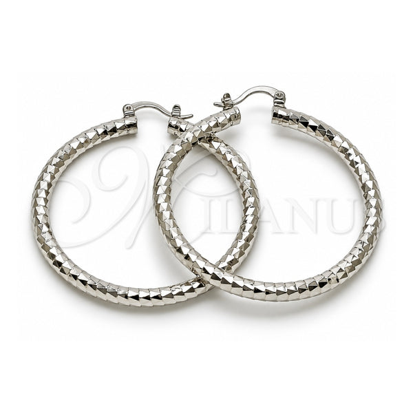White Gold Filled Large Hoop, Diamond Cutting Finish, Rhodium Finish, 02.170.0109.2.50