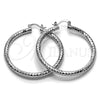 White Gold Filled Hoop Earrings — Large Hoop Diamond Cutting 02. — alternate product view — SKU 164672 | Oro Laminado Blanco aretes de aro — Large Hoop Diamond Cutting 02. — SKU 164672
