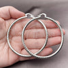 White Gold Filled Hoop Earrings — Extra Large Hoop Diamond Cutting 02. — alternate product view — SKU 164673 | Oro Laminado Blanco aretes de aro — Extra Large Hoop Diamond Cutting 02. — SKU 164673