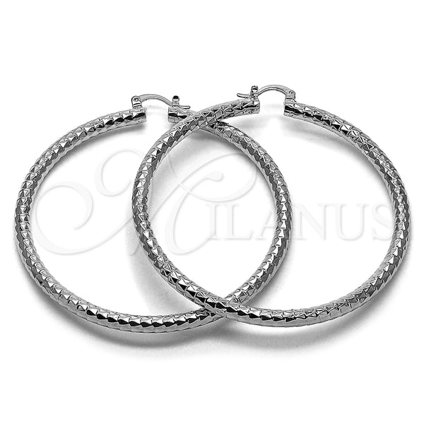 White Gold Filled Hoop Earrings — Extra Large Hoop Diamond Cutting 02. — main product view — SKU 164673 | Oro Laminado Blanco aretes de aro — Extra Large Hoop Diamond Cutting 02. — SKU 164673