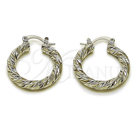 Rhodium Gold Filled Small Hoop, Twist Design, Diamond Cutting Finish, Rhodium Finish, 02.170.0567.2.25