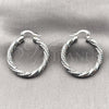 White Gold Filled Hoop Earrings — Medium Hoop Twist Design Diamond Cutting 02. — alternate product view — SKU 164675 | Oro Laminado Blanco aretes de aro — Medium Hoop Twist diseño Diamond Cutting 02. — SKU 164675