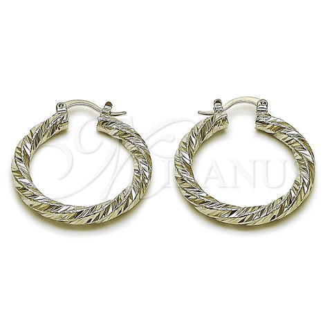 Rhodium Gold Filled Medium Hoop, Twist Design, Diamond Cutting Finish, Rhodium Finish, 02.170.0567.2.30
