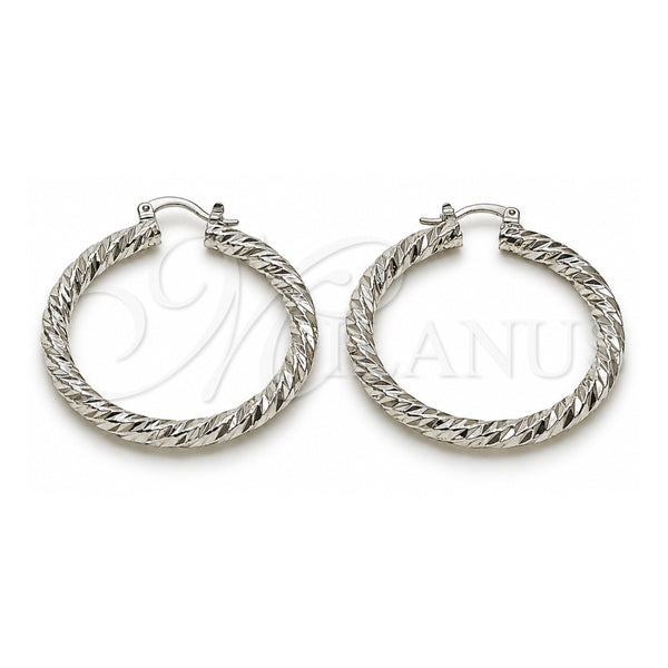 White Gold Filled Medium Hoop, Twist Design, Diamond Cutting Finish, Rhodium Finish, 02.170.0567.2.40