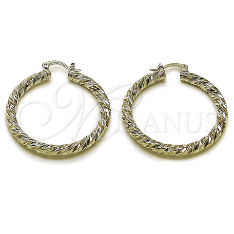 Rhodium Gold Filled Medium Hoop, Twist Design, Diamond Cutting Finish, Rhodium Finish, 02.170.0567.2.40