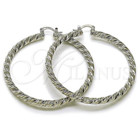 Rhodium Gold Filled Large Hoop, Twist Design, Diamond Cutting Finish, Rhodium Finish, 02.170.0567.2.60