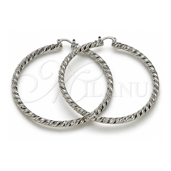 White Gold Filled Extra Large Hoop, Twist Design, Diamond Cutting Finish, Rhodium Finish, 02.170.0567.2.70