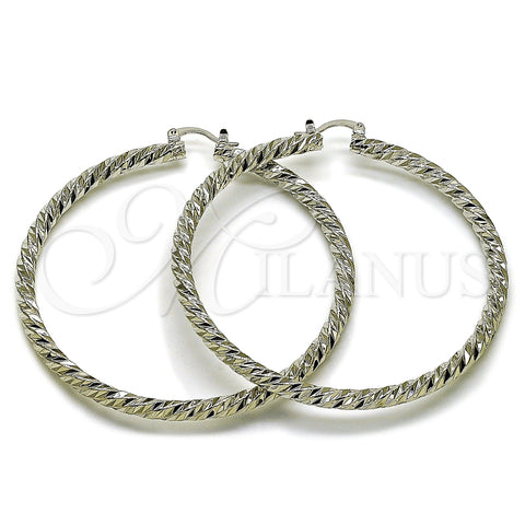 Rhodium Gold Filled Extra Large Hoop, Twist Design, Diamond Cutting Finish, Rhodium Finish, 02.170.0567.2.70