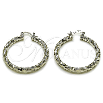 Oro Laminado Blanco aretes de aro — Medium Hoop Diamond Cutting 02. por Mayoreo, vista principal del producto