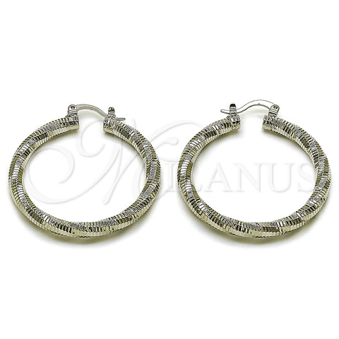 Rhodium Gold Filled Medium Hoop, Diamond Cutting Finish, Rhodium Finish, 02.196.0145.1.40