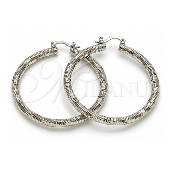 White Gold Filled Large Hoop, Diamond Cutting Finish, Rhodium Finish, 02.196.0145.1.50