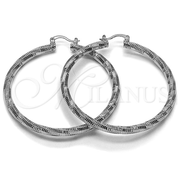 White Gold Filled Hoop Earrings — Large Hoop Diamond Cutting 02. — main product view — SKU 164684 | Oro Laminado Blanco aretes de aro — Large Hoop Diamond Cutting 02. — SKU 164684