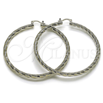 Oro Laminado Blanco aretes de aro — Extra Large Hoop Diamond Cutting 02. por Mayoreo, vista principal del producto