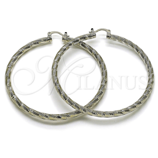 White Gold Filled Hoop Earrings — Extra Large Hoop Diamond Cutting 02. — main product view — SKU 164685 | Oro Laminado Blanco aretes de aro — Extra Large Hoop Diamond Cutting 02. — SKU 164685