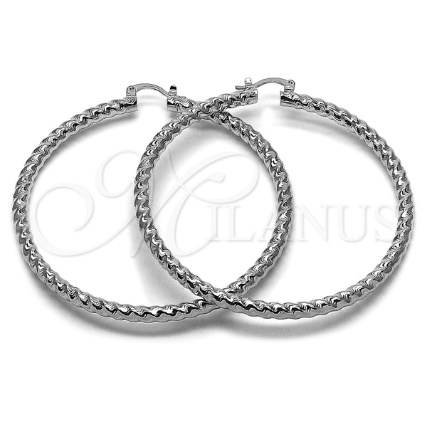 White Gold Filled Hoop Earrings — Extra Large Hoop Twist Design Polished 02. — main product view — SKU 164688 | Oro Laminado Blanco aretes de aro — Extra Large Hoop Twist diseño pulido 02. — SKU 164688