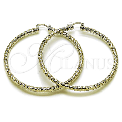 Rhodium Gold Filled Extra Large Hoop, Twist Design, Polished, Rhodium Finish, 02.170.0108.2.70