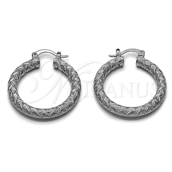 Rhodium Gold Filled Medium Hoop, Diamond Cutting Finish, Rhodium Finish, 02.196.0259.30